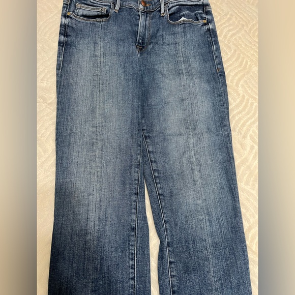 FRAME Le Nouveau Straight Jeans Size 29 Blue Ankle Slit Raw Hem High Rise EUC - Picture 10 of 12